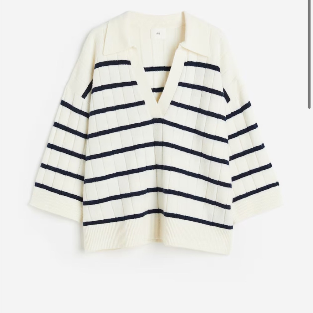 H&M Rib-knit Sweater with Collar - Size Small